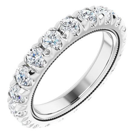 Platinum Round Lab-Grown Diamond Milgrain French-Set Eternity Band – 3 mm Stones