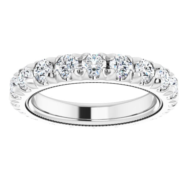 14K Gold Round Lab-Grown Diamond Milgrain French-Set Eternity Band – 3 mm Stones - White Gold - view 3