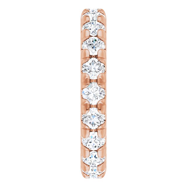 14K Gold Round Natural Diamond Milgrain French-Set Eternity Band – 3 mm Stones - Rose Gold - view 4