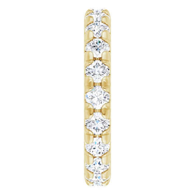 14K Gold Round Lab-Grown Diamond Milgrain French-Set Eternity Band – 3 mm Stones - Yellow Gold - view 4