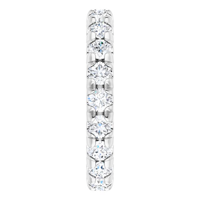 Platinum Round Natural Diamond Milgrain French-Set Eternity Band – 3 mm Stones - view 4