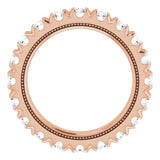 14K Gold Round Lab-Grown Diamond Milgrain French-Set Eternity Band – 3 mm Stones - Rose Gold - view 2