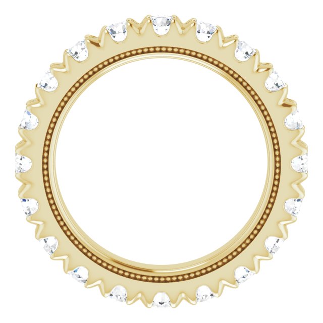 14K Gold Round Lab-Grown Diamond Milgrain French-Set Eternity Band – 3 mm Stones - Yellow Gold - view 2
