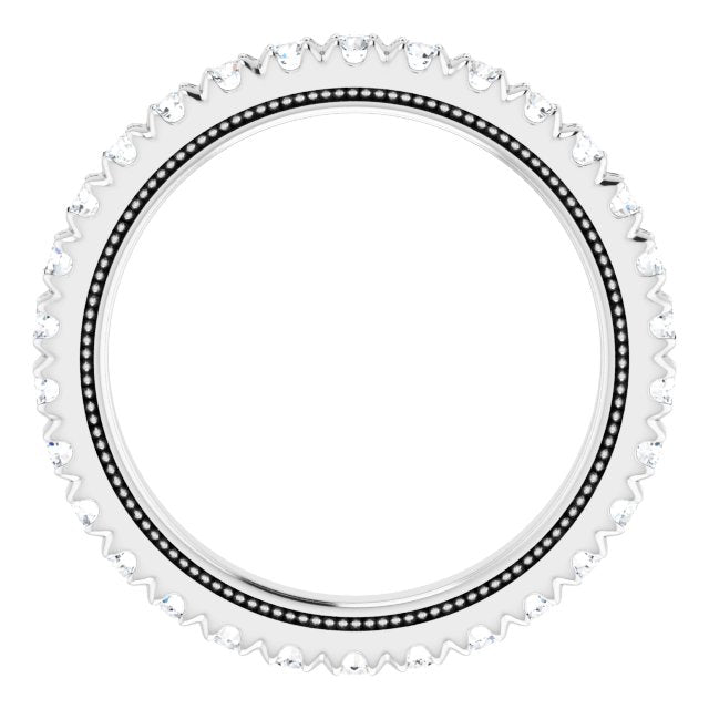 Platinum Round Natural Diamond Milgrain French-Set Eternity Band – 2 mm Stones - view 2