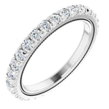 Platinum Round Lab-Grown Diamond Milgrain French-Set Eternity Band – 2 mm Stones
