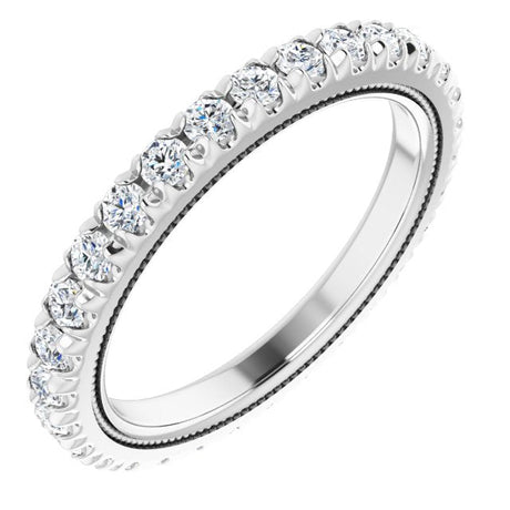 Platinum Round Lab-Grown Diamond Milgrain French-Set Eternity Band – 2 mm Stones