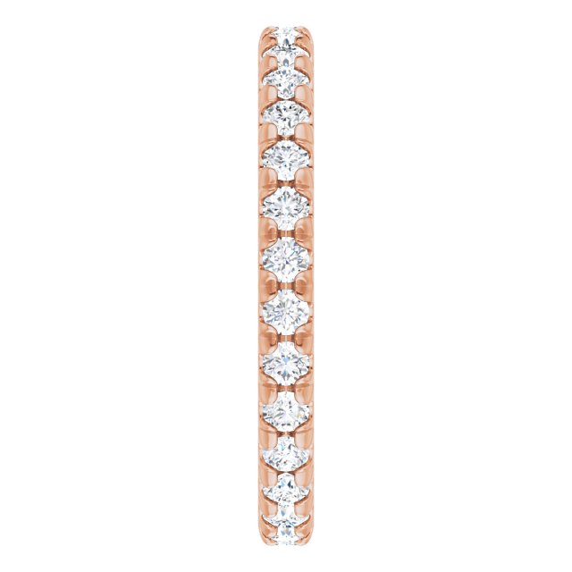 14K Gold Round Natural Diamond Milgrain French-Set Eternity Band – 2 mm Stones - Rose Gold - view 4