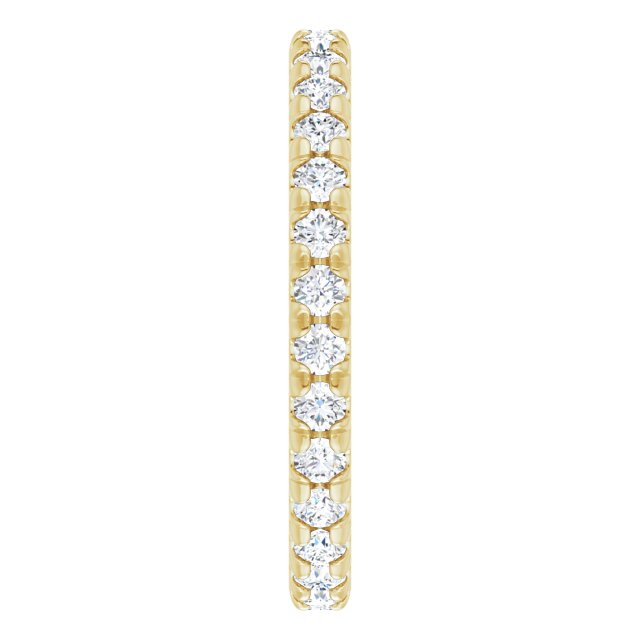 14K Gold Round Natural Diamond Milgrain French-Set Eternity Band – 2 mm Stones - Yellow Gold - view 4