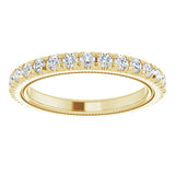 14K Gold Round Natural Diamond Milgrain French-Set Eternity Band – 2 mm Stones - Yellow Gold - view 3