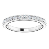 Platinum Round Lab-Grown Diamond Milgrain French-Set Eternity Band – 2 mm Stones - view 3