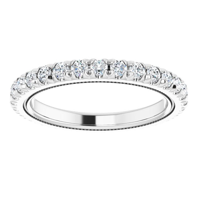Platinum Round Lab-Grown Diamond Milgrain French-Set Eternity Band – 2 mm Stones - view 3