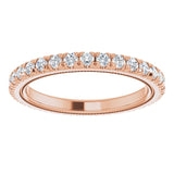14K Gold Round Lab-Grown Diamond Milgrain French-Set Eternity Band – 2 mm Stones - Rose Gold - view 3