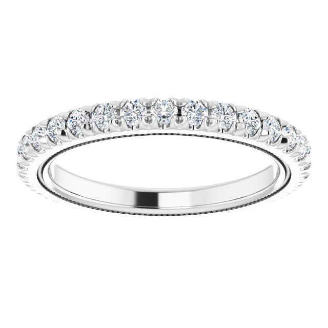 Platinum Round Natural Diamond Milgrain French-Set Eternity Band – 2 mm Stones - view 3