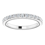 Platinum Round Lab-Grown Diamond Milgrain French-Set Eternity Band – 2 mm Stones - view 3