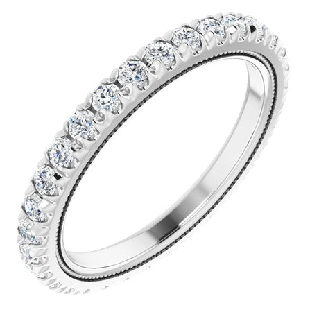 Platinum Round Lab-Grown Diamond Milgrain French-Set Eternity Band – 2 mm Stones