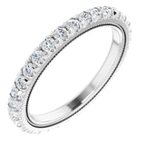 Platinum Round Natural Diamond Milgrain French-Set Eternity Band – 2 mm Stones