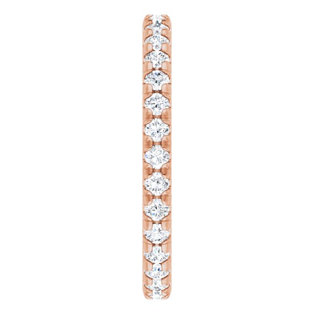 14K Gold Round Lab-Grown Diamond Milgrain French-Set Eternity Band – 2 mm Stones - Rose Gold - view 4