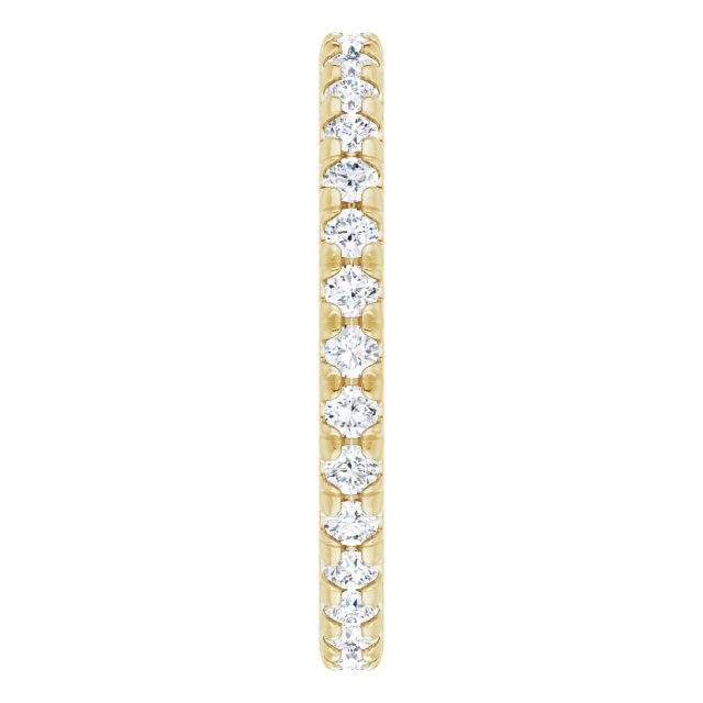 14K Gold Round Natural Diamond Milgrain French-Set Eternity Band – 2 mm Stones - Yellow Gold - view 4