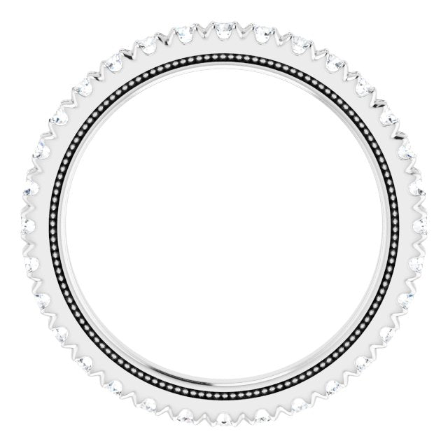 Platinum Round Lab-Grown Diamond Milgrain French-Set Eternity Band – 2 mm Stones - view 2