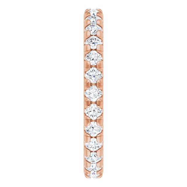 14K Gold Round Natural Diamond Milgrain French-Set Eternity Band – 2 mm Stones - Rose Gold - view 4