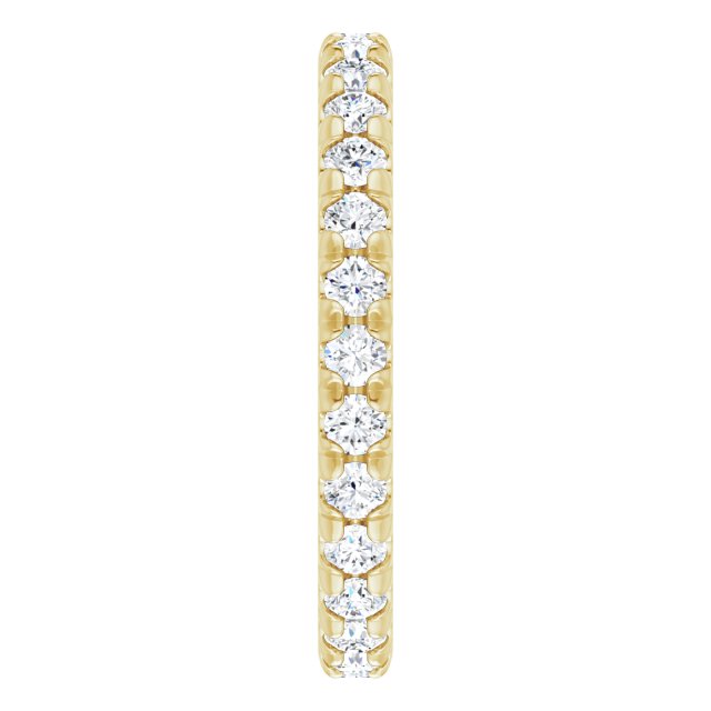 14K Gold Round Natural Diamond Milgrain French-Set Eternity Band – 2 mm Stones - Yellow Gold - view 4