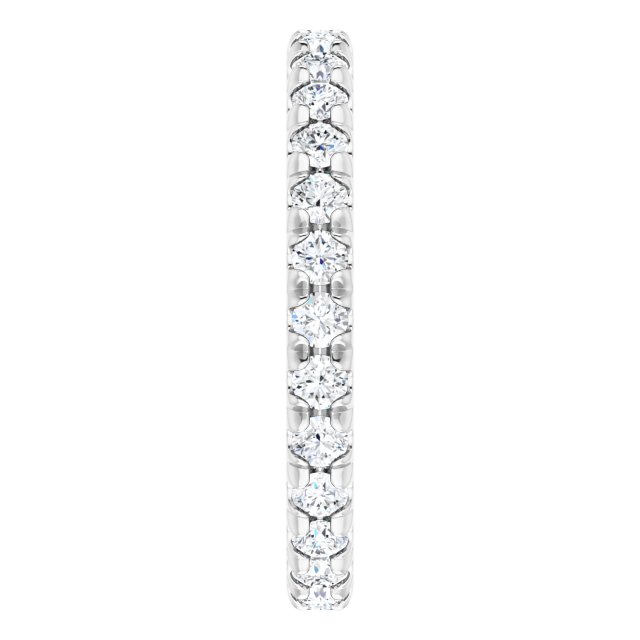 14K Gold Round Lab-Grown Diamond Milgrain French-Set Eternity Band – 2 mm Stones - White Gold - view 4