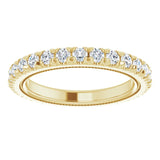 14K Gold Round Natural Diamond Milgrain French-Set Eternity Band – 2 mm Stones - Yellow Gold - view 3