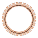 14K Gold Round Natural Diamond Milgrain French-Set Eternity Band – 2 mm Stones - Rose Gold - view 2