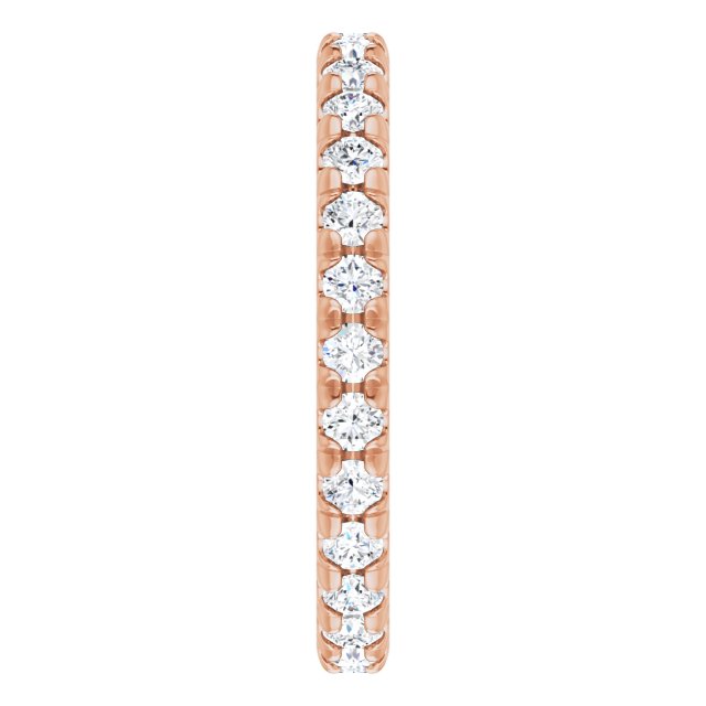 14K Gold Round Natural Diamond Milgrain French-Set Eternity Band – 2 mm Stones - Rose Gold - view 4
