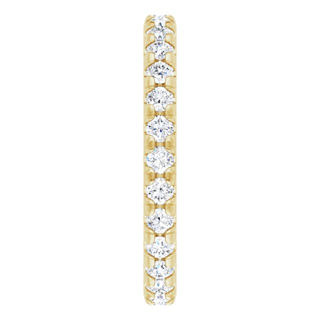 14K Gold Round Lab-Grown Diamond Milgrain French-Set Eternity Band – 2 mm Stones - Yellow Gold - view 4