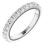 Platinum Round Lab-Grown Diamond Milgrain French-Set Eternity Band – 2 mm Stones