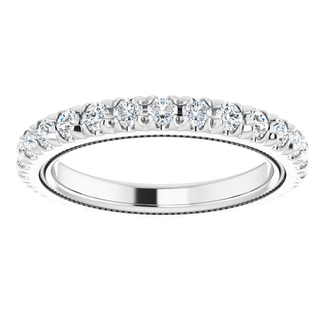 Platinum Round Lab-Grown Diamond Milgrain French-Set Eternity Band – 2 mm Stones - view 3