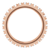 14K Gold Round Natural Diamond Milgrain French-Set Eternity Band – 2 mm Stones - Rose Gold - view 2