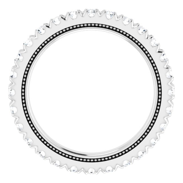 Platinum Round Lab-Grown Diamond Milgrain French-Set Eternity Band – 2 mm Stones - view 2