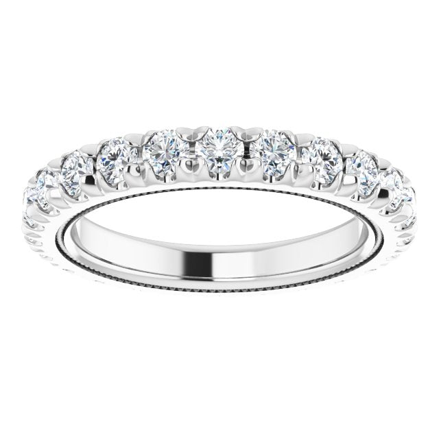 Platinum Round Natural Diamond Milgrain French-Set Eternity Band – 2.5 mm Stones - view 3