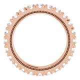 14K Gold Round Lab-Grown Diamond Milgrain French-Set Eternity Band – 2.5 mm Stones - Rose Gold - view 2