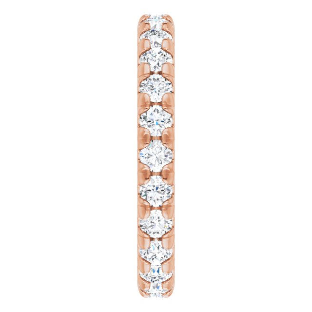 14K Gold Round Lab-Grown Diamond Milgrain French-Set Eternity Band – 2.5 mm Stones - Rose Gold - view 4
