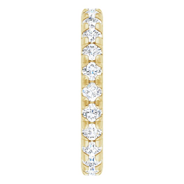 14K Gold Round Natural Diamond Milgrain French-Set Eternity Band – 2.5 mm Stones - Yellow Gold - view 4