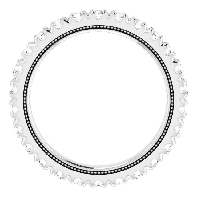 Platinum Round Natural Diamond Milgrain French-Set Eternity Band – 2.5 mm Stones - view 2