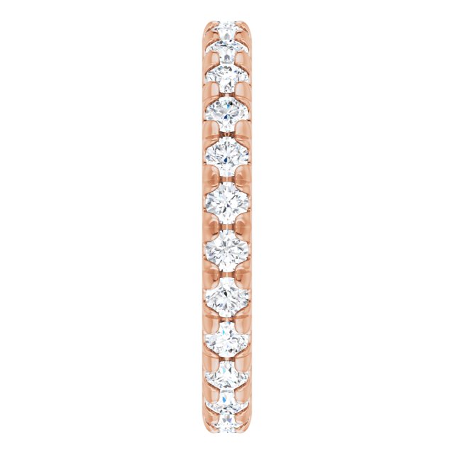 14K Gold Round Natural Diamond Milgrain French-Set Eternity Band – 2.5 mm Stones - Rose Gold - view 4