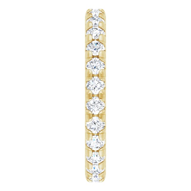 14K Gold Round Lab-Grown Diamond Milgrain French-Set Eternity Band – 2.5 mm Stones - Yellow Gold - view 4