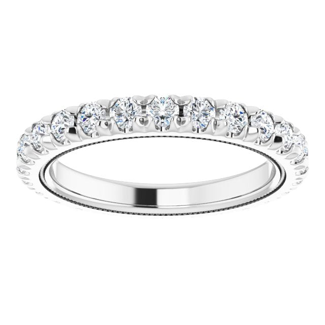 Platinum Round Natural Diamond Milgrain French-Set Eternity Band – 2.5 mm Stones - view 3