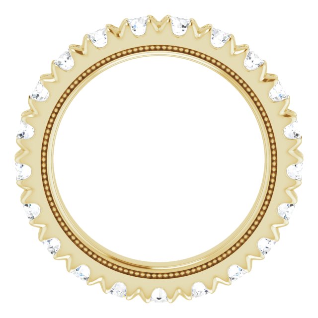14K Gold Round Lab-Grown Diamond Milgrain French-Set Eternity Band – 3 mm Stones - Yellow Gold - view 2