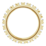 14K Gold Round Natural Diamond Milgrain French-Set Eternity Band – 3 mm Stones - Yellow Gold - view 2