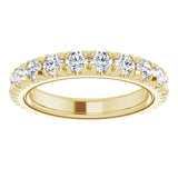 14K Gold Round Natural Diamond Milgrain French-Set Eternity Band – 3 mm Stones - Yellow Gold - view 3