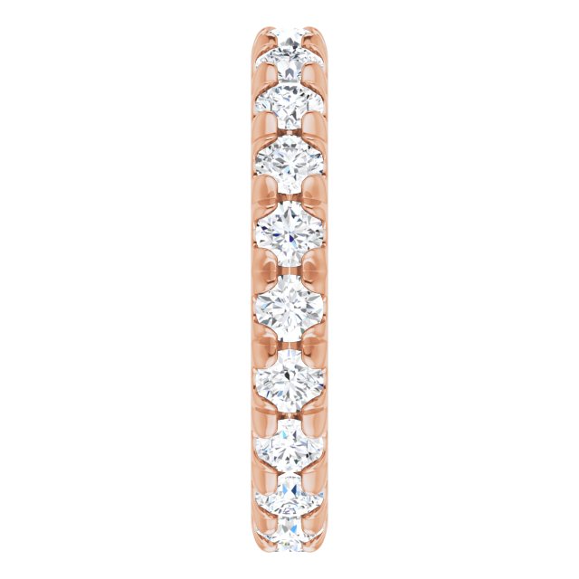 14K Gold Round Natural Diamond Milgrain French-Set Eternity Band – 3 mm Stones - Rose Gold - view 4