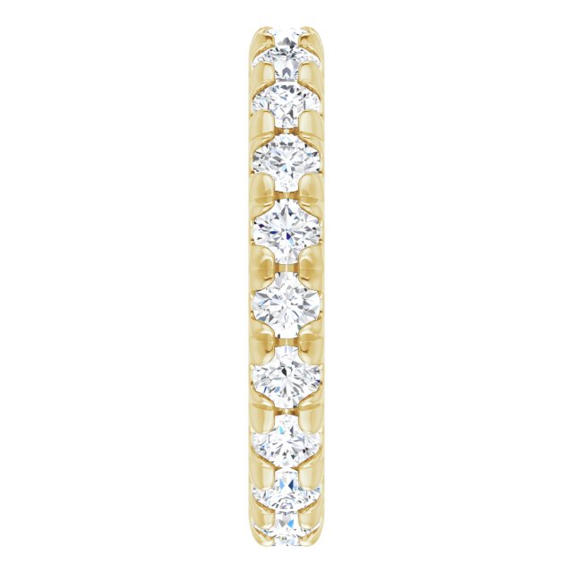 14K Gold Round Lab-Grown Diamond Milgrain French-Set Eternity Band – 3 mm Stones - Yellow Gold - view 4