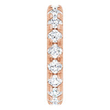 14K Gold Round Lab-Grown Diamond Milgrain French-Set Eternity Band – 3 mm Stones - Rose Gold - view 4