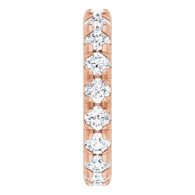 14K Gold Round Lab-Grown Diamond Milgrain French-Set Eternity Band – 3 mm Stones - Rose Gold - view 4