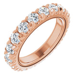14K Gold Round Natural Diamond Milgrain French-Set Eternity Band – 3 mm Stones - Rose Gold